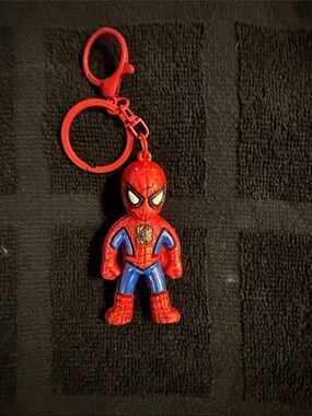 Red & Blue Spider Hero Keychain Figure - Kids Toy Accessory